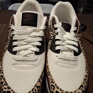 Nike Air Max White and Leopard Sneakers